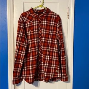 Sean John Long Sleeve Red Plaid Shirt